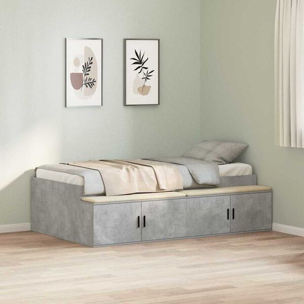 vidaXL Bedframe met lade Beton Grijs 100 x 200 cm Bewerkt hout
