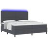 vidaXL LED Box Spring Bed Donkergrijs en Wit 200 x 200 cm Katoen Stof