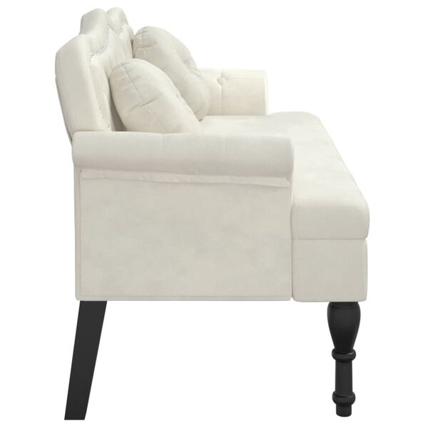 vidaXL Bankje met kussens 120,5x65x75 cm fluweel crèmekleurig