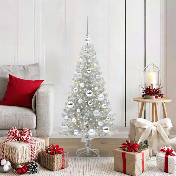 vidaXL Kerstboom met 150 LED met standaard Zilver 120 cm PET