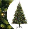 vidaXL Kunstkerstboom met scharnier 300 LEDs Groen 210 cm PVC en PE
