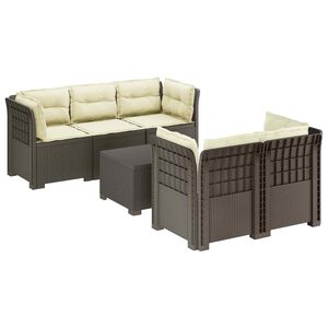 vidaXL 5-Zits Tuin Sofa met Kussens Rattan Look PP Lichtgrijs