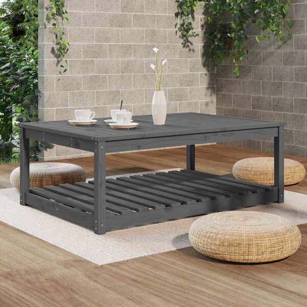 vidaXL Tuintafel 121x82,5x45 cm massief grenenhout grijs