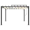 vidaXL Prieel met lamellendak 3x3 m stof en aluminium crèmekleurig