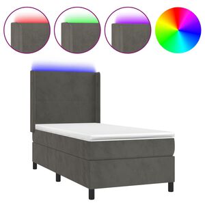 vidaXL Boxspring met matras en LED fluweel donkergrijs 80x200 cm