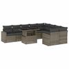 vidaXL 10-delige Loungeset met kussens poly rattan grijs