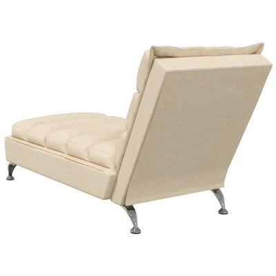 vidaXL Massage chaise longue met kussens stof crèmekleurig