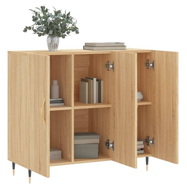 vidaXL Dressoir 90x34x80 cm bewerkt hout sonoma eikenkleurig