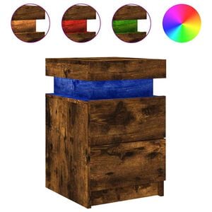 vidaXL Nachtkastje met LED-verlichting 35x39x55 cm gerookt eikenkleur