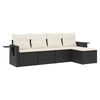 vidaXL 5-delige Loungeset met kussens poly rattan zwart