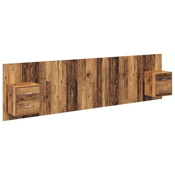 vidaXL Hoofdbord Met Kast met lade 3 pcs Oud Hout Bewerkt hout