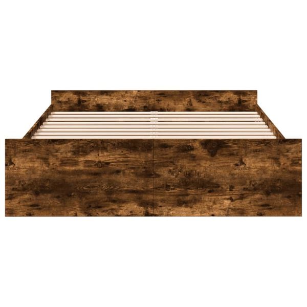 vidaXL Bedframe met lades bewerkt hout gerookt eikenkleurig 160x200 cm