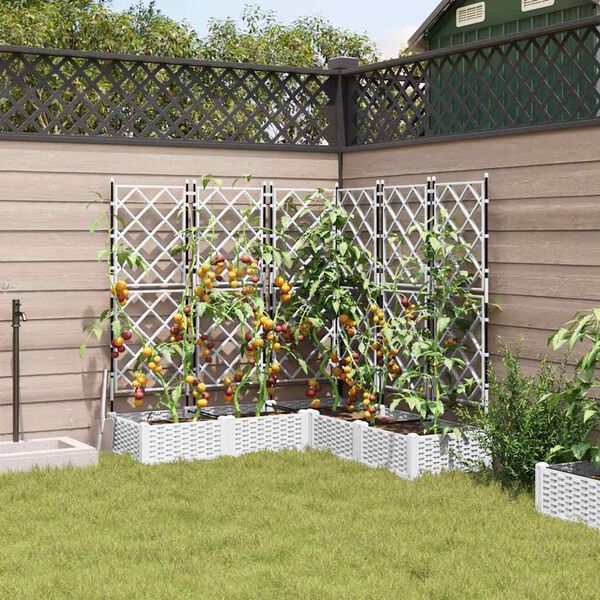 vidaXL Tuin Bloempot 5 pcs Wit 120 x 120 x 125,5 cm Staal
