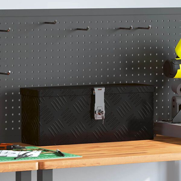 vidaXL Opbergbox 50x15x20,5 cm aluminium zwart