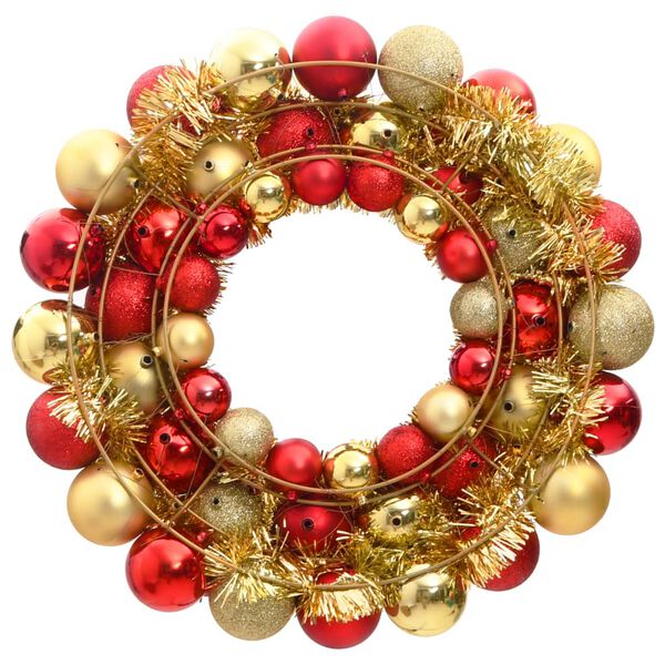 vidaXL Kerstkrans 45 cm polystyreen rood en goudkleurig