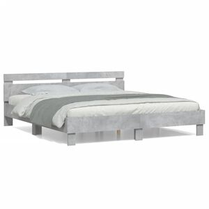 vidaXL Bedframe met hoofdeinde bewerkt hout betongrijs 200x200 cm