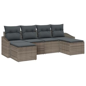 vidaXL Tuin Eetset 6 st Grijs poly rattan