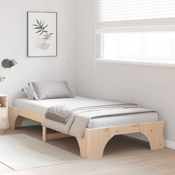 vidaXL Bedframe Naturel 90 x 190 cm Massief grenenhout