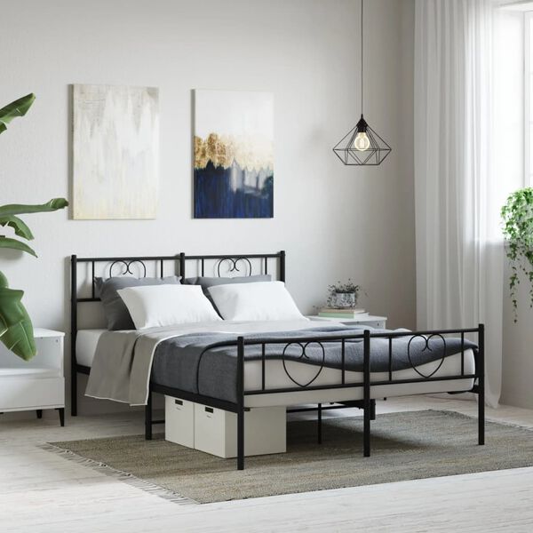 vidaXL Bedframe met hoofd- en voeteneinde metaal zwart 140x200 cm