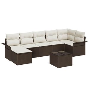 vidaXL Tuin Sofa Set met kussen 8 pcs Bruin Poly riet