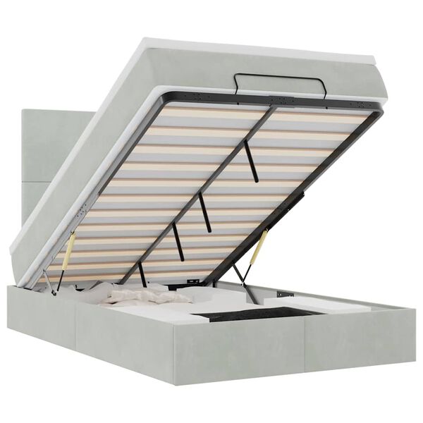 vidaXL Ottoman bed met matrassen en LED's 120x190cm fluweel lichtgrijs