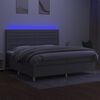 vidaXL Boxspring met matras en LED stof lichtgrijs 200x200 cm