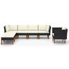 vidaXL 7-delige Loungeset poly rattan en eucalyptushout zwart