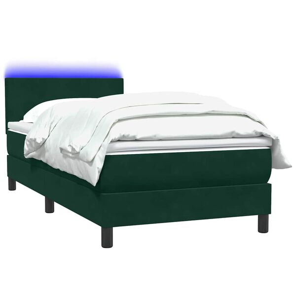vidaXL Boxspring met matras en LED fluweel donkergroen 100x220 cm