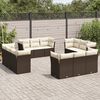 vidaXL 12-delige Loungeset met kussens poly rattan bruin