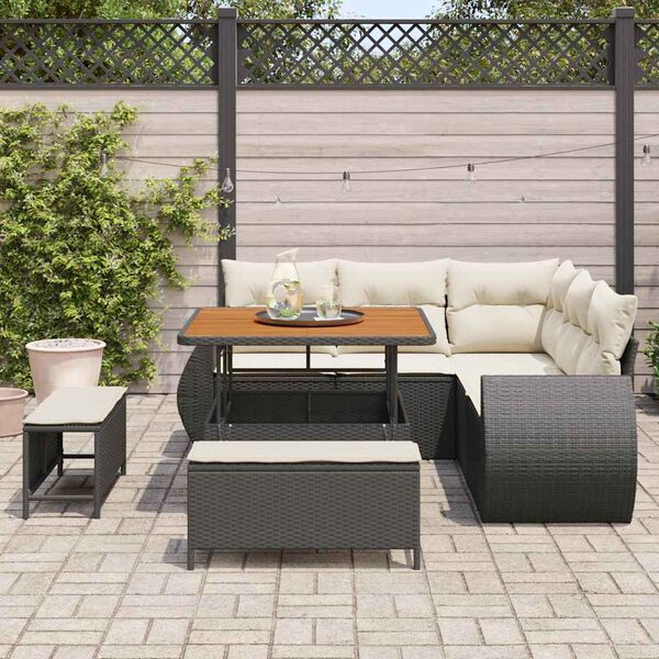 vidaXL Tuin Sofa Set 8 pcs Zwart poly rattan