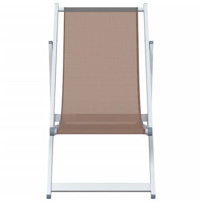 vidaXL Strandstoelen inklapbaar 2 st aluminium en textileen bruin