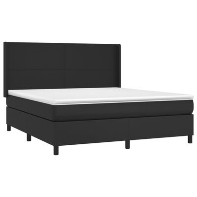 vidaXL Boxspring met matras kunstleer zwart 180x200 cm