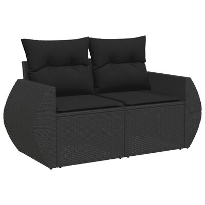 vidaXL 5-delige Loungeset met kussens poly rattan zwart