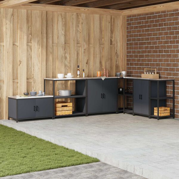 vidaXL Keukenopslag met plank Antraciet 60 x 50 x 92 cm Staal