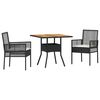 vidaXL Tuin eettafelset 3 st Zwart poly rattan