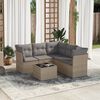 vidaXL 6-delige Loungeset met kussens poly rattan beige
