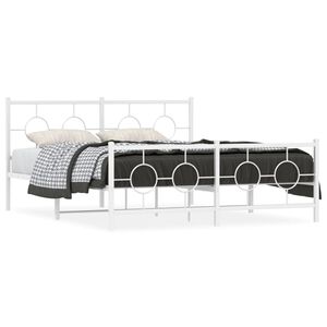 vidaXL Bedframe met hoofd- en voeteneinde metaal wit 150x200 cm