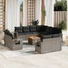 vidaXL 12-delige Loungeset met kussens poly rattan grijs