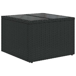 vidaXL Tuintafel met glazen blad zwart 55x55x37 cm poly rattan