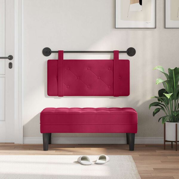 vidaXL Hangend Hoofdeinde Wijnrood 90 x 55 x 5 cm Fluweel