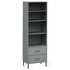 vidaXL Boekenkast met 2 lades OSLO 60x35x180 cm massief hout grijs