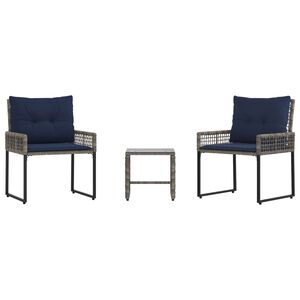vidaXL Buitenmeubelset 3 st Grijs en Marineblauw