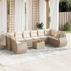 vidaXL 11-delige Tuinset met kussens poly rattan beige