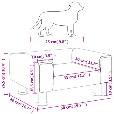 vidaXL Hondenmand 50x40x26,5 cm fluweel zwart