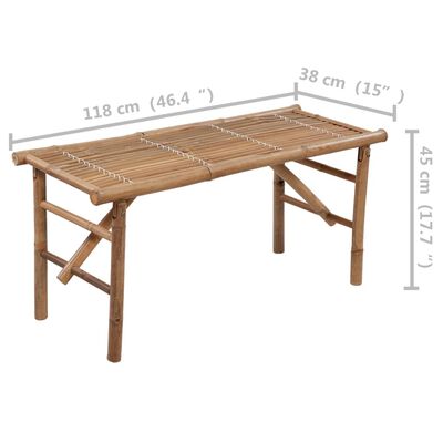 vidaXL Tuinbank inklapbaar met kussen 118 cm bamboe