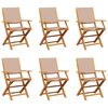 vidaXL Tuinstoelen 6 st inklapbaar stof en massief hout taupe