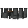 vidaXL 9-delige Tuinset poly rattan zwart