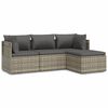 vidaXL 4-delige Loungeset met kussens poly rattan grijs