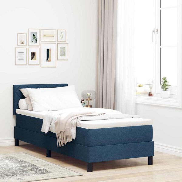 vidaXL Boxspring bed met matras met LED Blauw 80 x 200 cm Stof