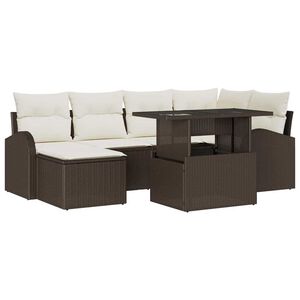 vidaXL Tuin Sofa Set met opslag 7 pcs Bruin Poly riet